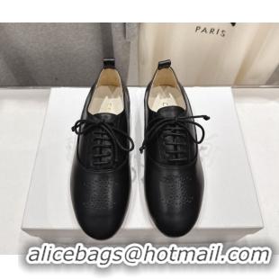 Best Grade Celine Lise Perforated Triomphe Richelieu Laced-up Shoes in Calfskin Leather Black 1209054 2026
