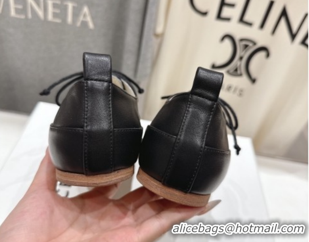 Best Grade Celine Lise Perforated Triomphe Richelieu Laced-up Shoes in Calfskin Leather Black 1209054 2026