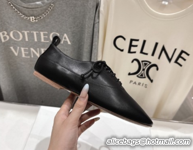 Best Grade Celine Lise Perforated Triomphe Richelieu Laced-up Shoes in Calfskin Leather Black 1209054 2026