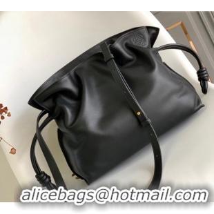 Luxury Cheap Loewe Flamenco Medium Clutch Bag in Nappa Calfskin Leather 10856 Black 2025