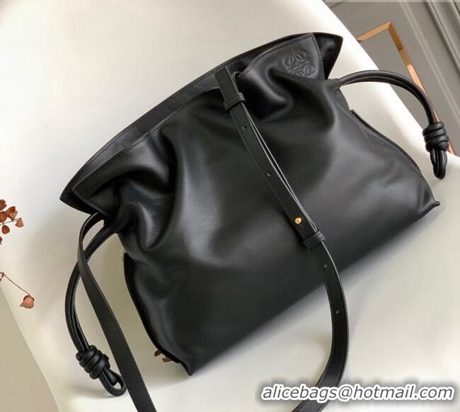 Luxury Cheap Loewe Flamenco Medium Clutch Bag in Nappa Calfskin Leather 10856 Black 2025