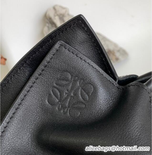 Luxury Cheap Loewe Flamenco Medium Clutch Bag in Nappa Calfskin Leather 10856 Black 2025