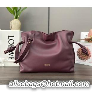 Top Grade Loewe Flamenco Medium Clutch in Nappa Calfskin Leather 262386 Dark Burgundy 2026