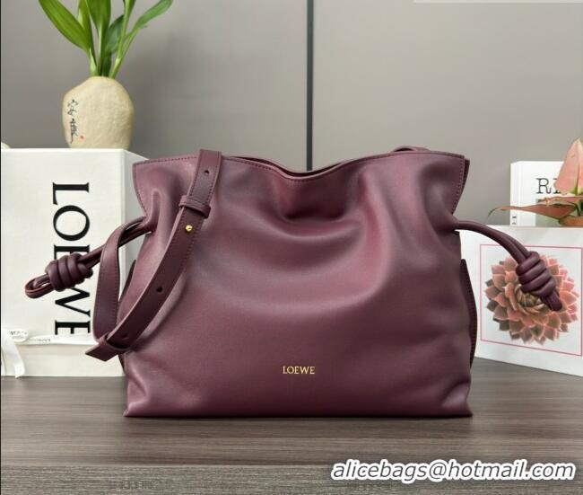 Top Grade Loewe Flamenco Medium Clutch in Nappa Calfskin Leather 262386 Dark Burgundy 2026