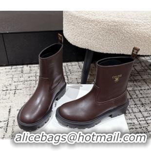 Sumptuous Celine Margaret Ankle Boots 3.5cm in Calfskin Leather Brown 1209056 2026