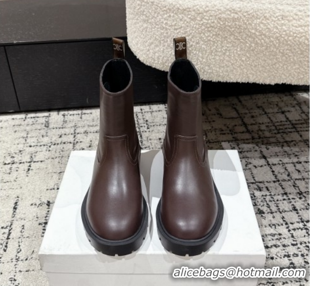 Sumptuous Celine Margaret Ankle Boots 3.5cm in Calfskin Leather Brown 1209056 2026