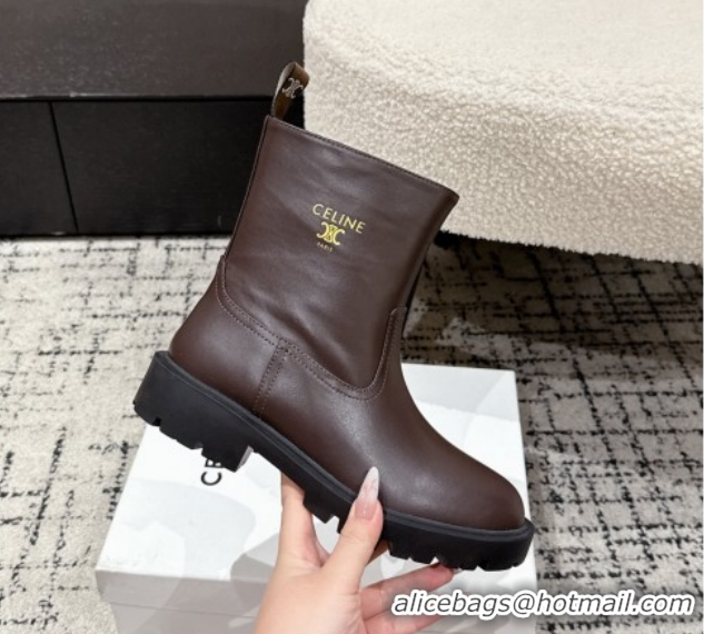 Sumptuous Celine Margaret Ankle Boots 3.5cm in Calfskin Leather Brown 1209056 2026