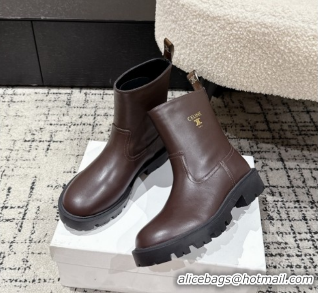 Sumptuous Celine Margaret Ankle Boots 3.5cm in Calfskin Leather Brown 1209056 2026