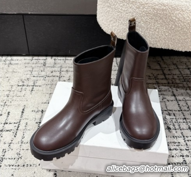 Sumptuous Celine Margaret Ankle Boots 3.5cm in Calfskin Leather Brown 1209056 2026