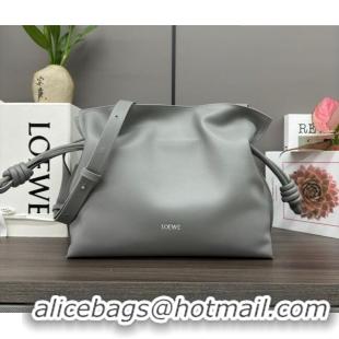 Top Grade Loewe Flamenco Medium Clutch in Nappa Calfskin Leather 262386 Pearly Grey 2026