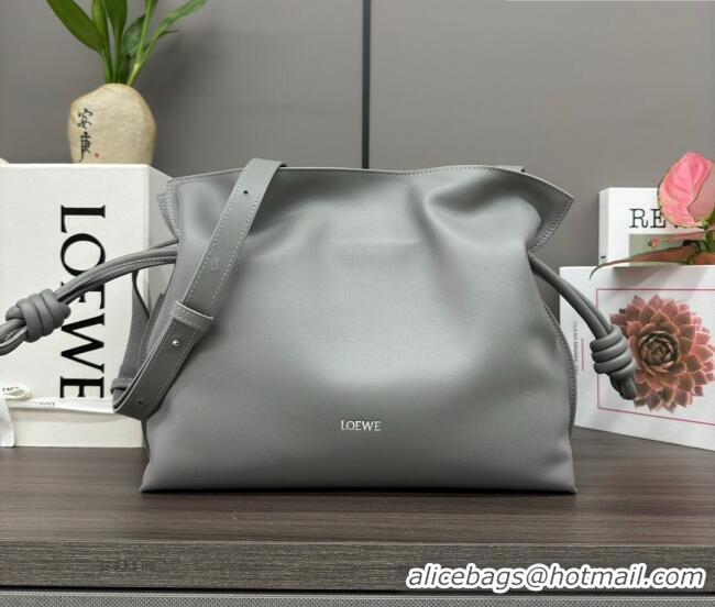 Top Grade Loewe Flamenco Medium Clutch in Nappa Calfskin Leather 262386 Pearly Grey 2026