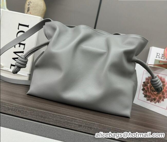 Top Grade Loewe Flamenco Medium Clutch in Nappa Calfskin Leather 262386 Pearly Grey 2026