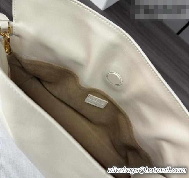 Top Grade Loewe Flamenco Medium Clutch in Nappa Calfskin Leather 262386 Cream White 2026