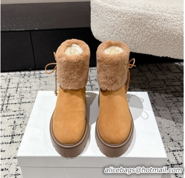 Trendy Design Celine Suede and Shealing Ankle Boots with Bow Brown CE120901 2026