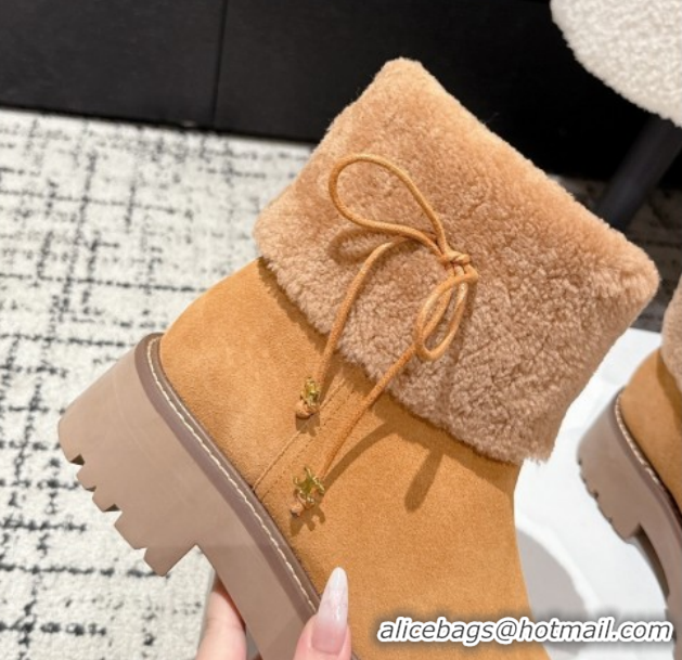 Trendy Design Celine Suede and Shealing Ankle Boots with Bow Brown CE120901 2026