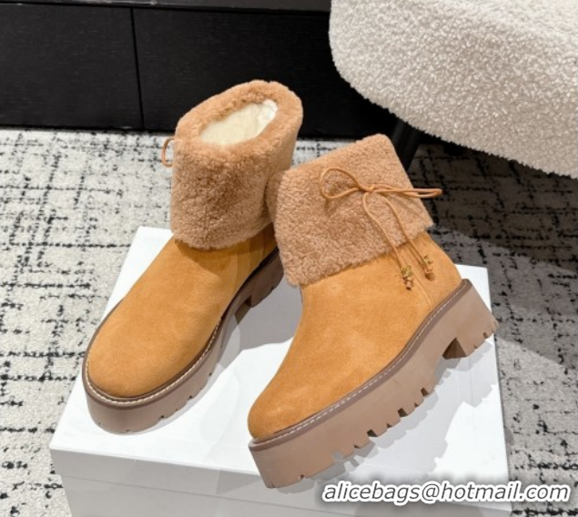 Trendy Design Celine Suede and Shealing Ankle Boots with Bow Brown CE120901 2026