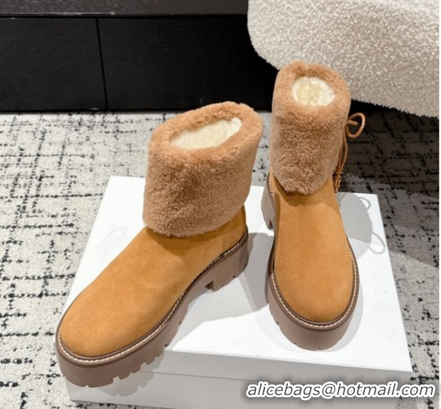 Trendy Design Celine Suede and Shealing Ankle Boots with Bow Brown CE120901 2026