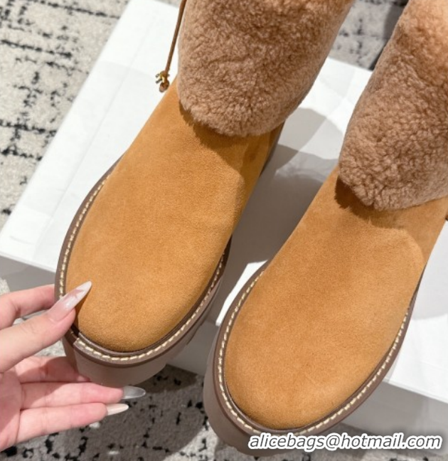 Trendy Design Celine Suede and Shealing Ankle Boots with Bow Brown CE120901 2026