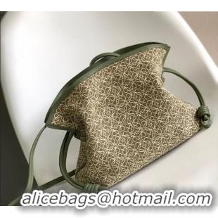 Best Price Loewe Flamenco Medium Clutch in Anagram Fabric and Calfskin Leather 262386 Green 2026