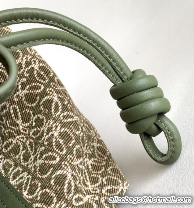 Best Price Loewe Flamenco Medium Clutch in Anagram Fabric and Calfskin Leather 262386 Green 2026