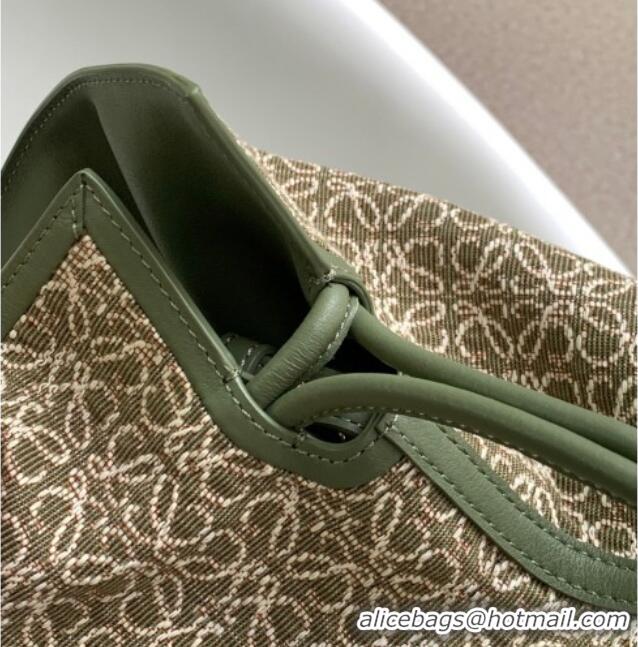 Best Price Loewe Flamenco Medium Clutch in Anagram Fabric and Calfskin Leather 262386 Green 2026