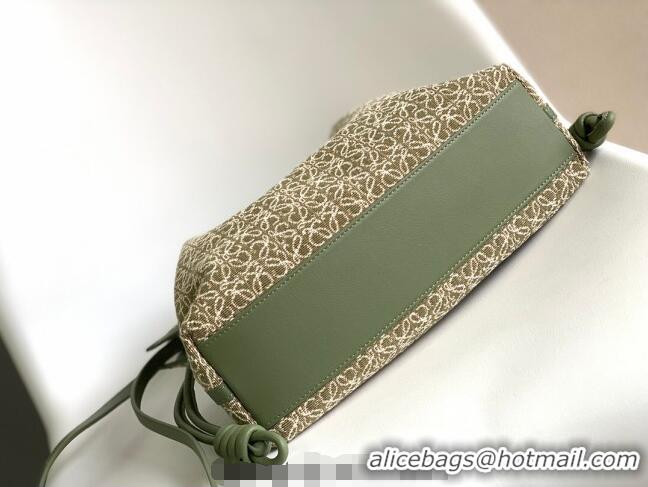 Best Price Loewe Flamenco Medium Clutch in Anagram Fabric and Calfskin Leather 262386 Green 2026