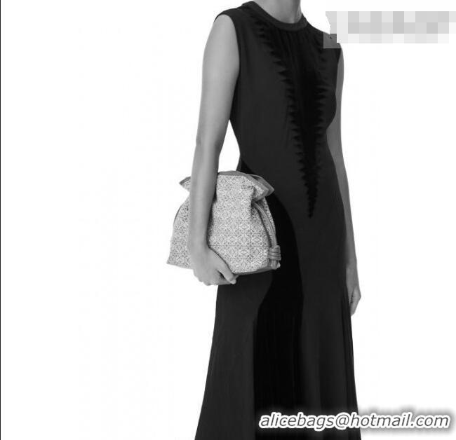 Best Price Loewe Flamenco Medium Clutch in Anagram Fabric and Calfskin Leather 262386 Green 2026