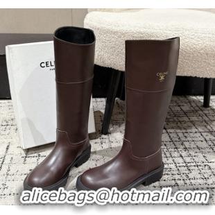 Duplicate Celine Margaret High Boots 3.5cm in Calfskin Leather Brown 1209057 2026
