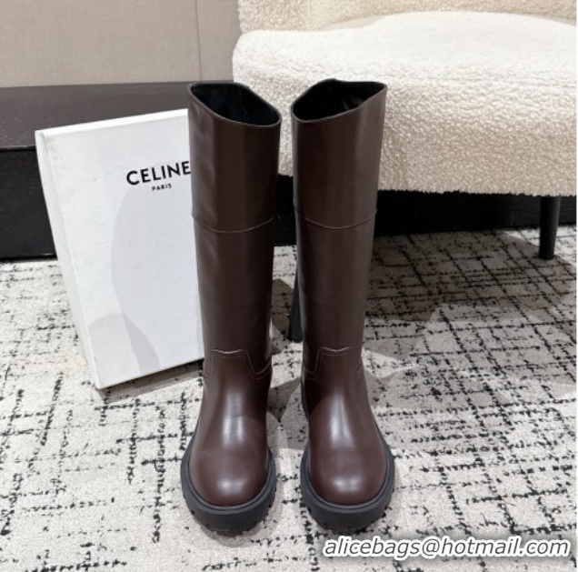 Duplicate Celine Margaret High Boots 3.5cm in Calfskin Leather Brown 1209057 2026