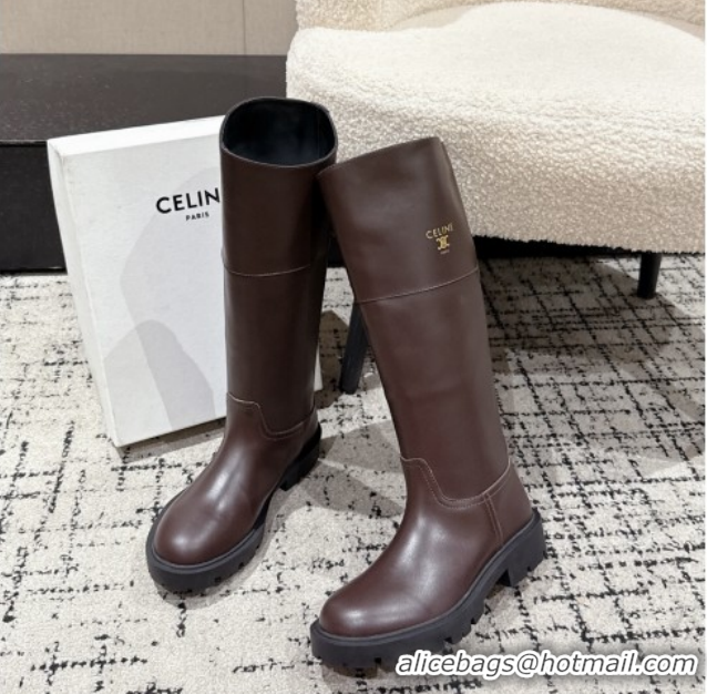 Duplicate Celine Margaret High Boots 3.5cm in Calfskin Leather Brown 1209057 2026