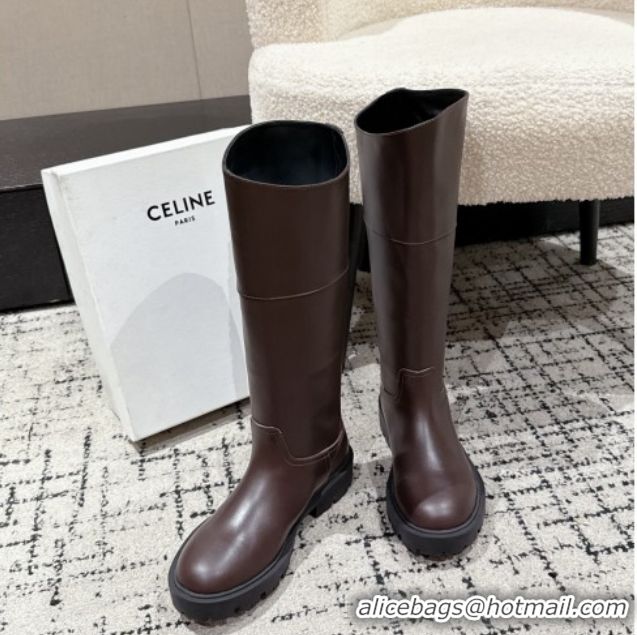 Duplicate Celine Margaret High Boots 3.5cm in Calfskin Leather Brown 1209057 2026