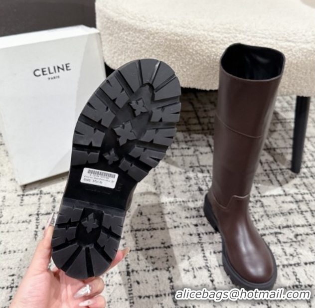Duplicate Celine Margaret High Boots 3.5cm in Calfskin Leather Brown 1209057 2026