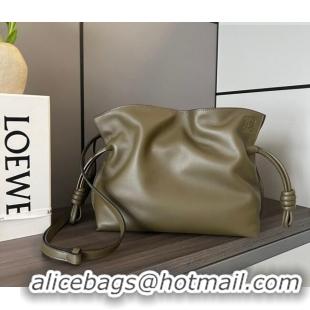 Famous Brand Loewe Flamenco Medium Clutch in Nappa Calfskin Leather 262386 Dark Kahki Green 2026