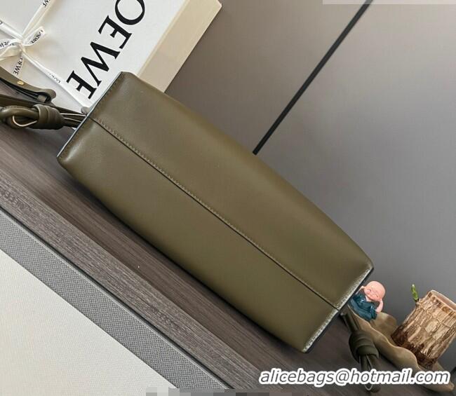 Famous Brand Loewe Flamenco Medium Clutch in Nappa Calfskin Leather 262386 Dark Kahki Green 2026