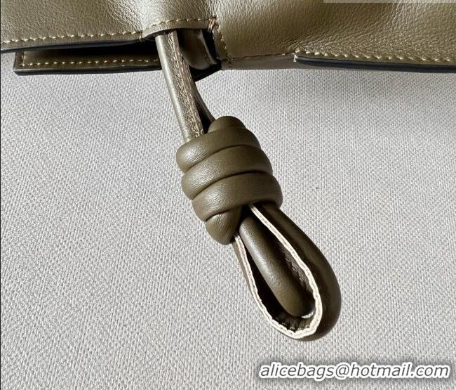 Famous Brand Loewe Flamenco Medium Clutch in Nappa Calfskin Leather 262386 Dark Kahki Green 2026