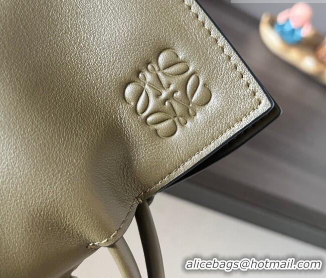 Famous Brand Loewe Flamenco Medium Clutch in Nappa Calfskin Leather 262386 Dark Kahki Green 2026