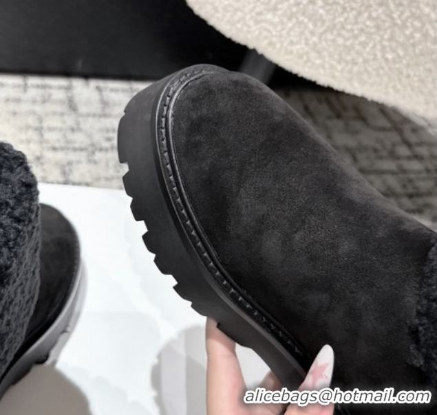 Good Looking Celine Suede and Shealing Ankle Boots with Bow Black CE120901 1209060 2026