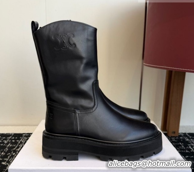Good Quality Celine Black Calfskin Leather Ankle Boots 4.5cm CE1209021 1209061 2026
