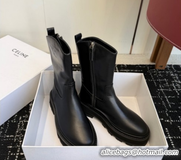 Good Quality Celine Black Calfskin Leather Ankle Boots 4.5cm CE1209021 1209061 2026