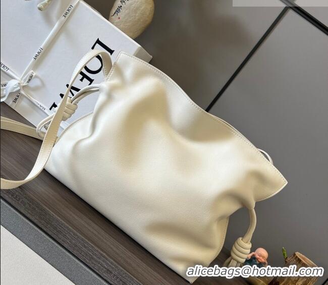Classic Specials Loewe Flamenco Medium Clutch in Nappa Calfskin Leather 262386 Rice White 2026