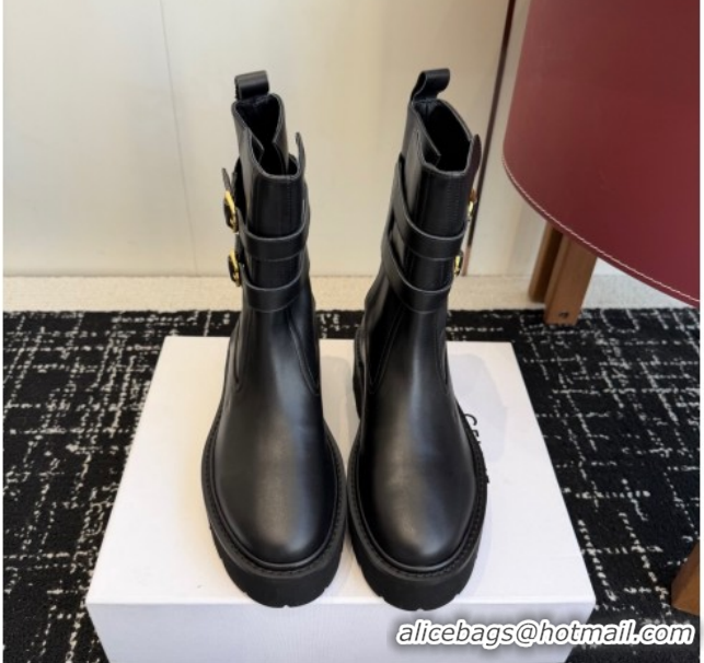 Cheap Price Celine Bulky Black Calfskin Leather Ankle Boots 4.5cm with Double Buckle CE1209022 1209062 2026
