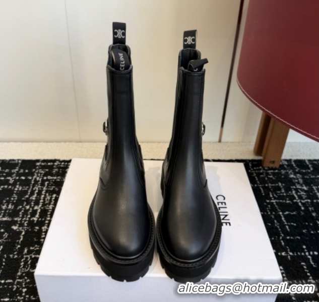 Grade Quality Celine Black Calfskin Leather Ankle Boots 4.5cm with Buckle CE1209023 1209063 2026