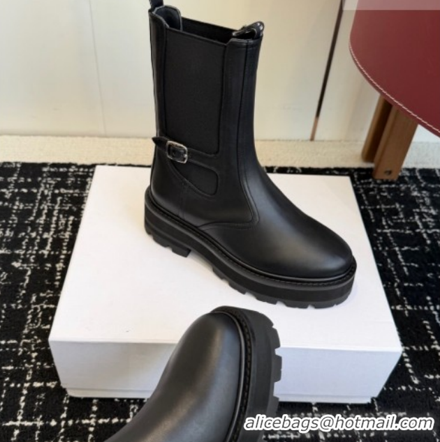 Grade Quality Celine Black Calfskin Leather Ankle Boots 4.5cm with Buckle CE1209023 1209063 2026