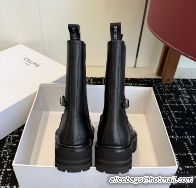 Grade Quality Celine Black Calfskin Leather Ankle Boots 4.5cm with Buckle CE1209023 1209063 2026