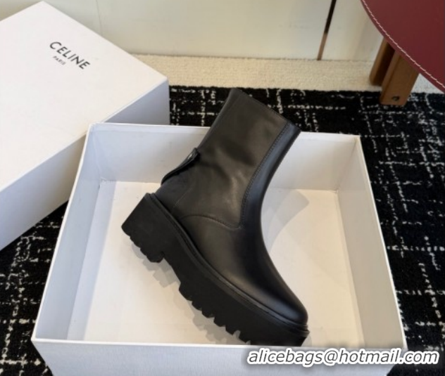Classic Hot Celine Black Calfskin Leather Ankle Boots 4.5cm with Strap CE1209025 1209065 2026