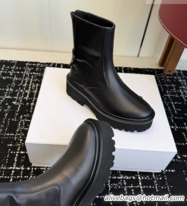 Classic Hot Celine Black Calfskin Leather Ankle Boots 4.5cm with Strap CE1209025 1209065 2026