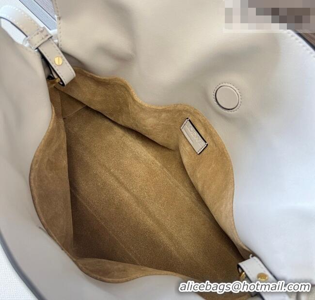 Good Taste Loewe Flamenco Medium Clutch in Nappa Calfskin Leather 262386 Light Grey 2026