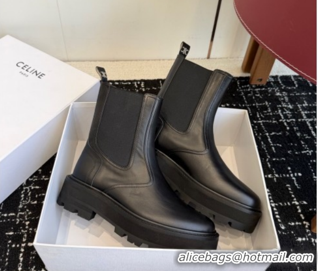 Stylish Celine Black Calfskin Leather Ankle Boots 4.5cm CE1209026 1209066 2026