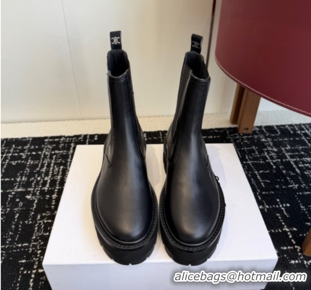 Stylish Celine Black Calfskin Leather Ankle Boots 4.5cm CE1209026 1209066 2026