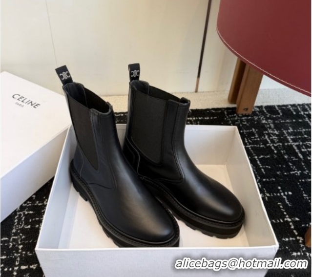 Stylish Celine Black Calfskin Leather Ankle Boots 4.5cm CE1209026 1209066 2026